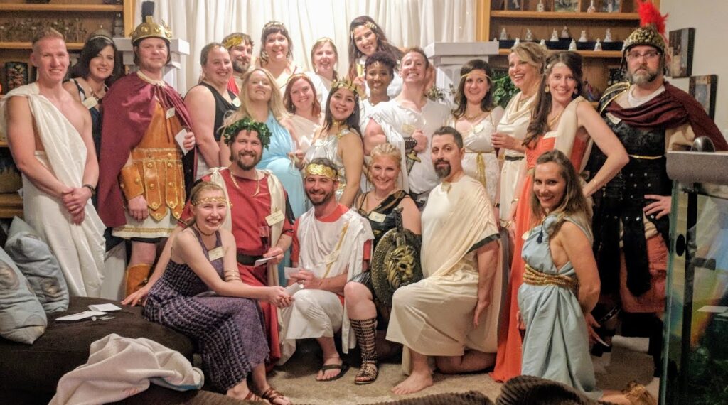 About Terror in a Toga Roman Murder Mystery Party